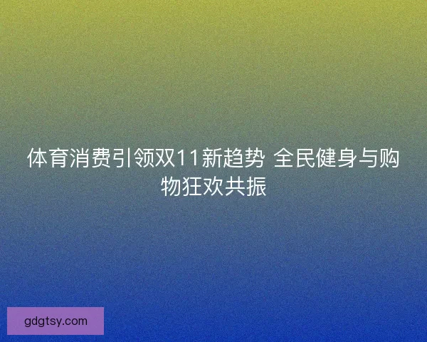 体育消费引领双11新趋势 全民健身与购物狂欢共振